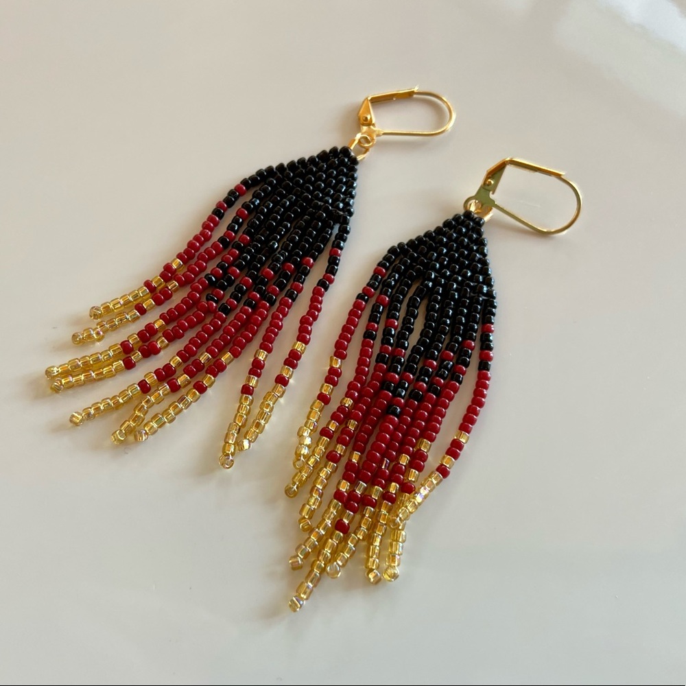 Handmade Ombré Beaded Fringe Earrings